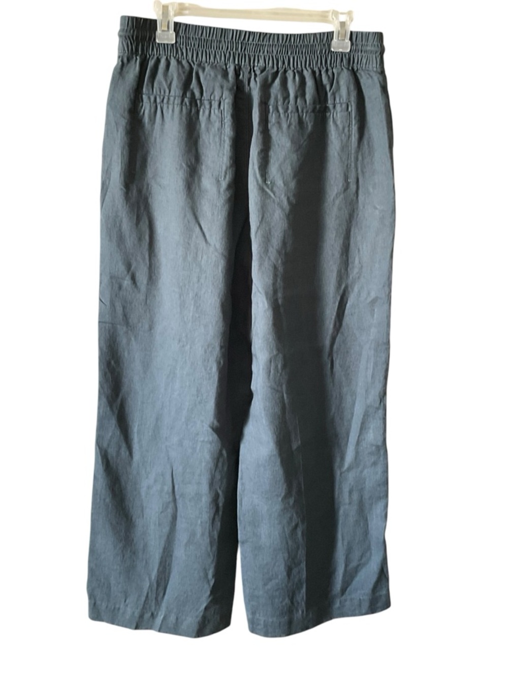 Athleta Gray Linen Wide Leg Pants Size M/P Pull-On Drawstring Casual - Picture 4 of 9
